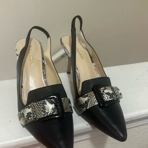 Enzo Angiolini Womens Dalayza Black Slingback Heels 8.5M.